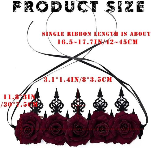 Aceorna Gothic Floral Headpiece Flower Crown Headband Rose Garland Crown Headdress Costume Hair Band for Cosplay Masquerade in Saudi Arabia