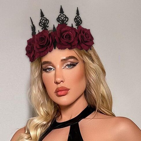 Aceorna Gothic Floral Headpiece Flower Crown Headband Rose Garland Crown Headdress Costume Hair Band for Cosplay Masquerade in Saudi Arabia