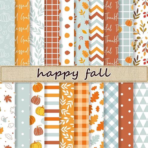 Whaline 40 Sheets Fall Pattern Paper Autumn Leaves Scrapbook Specialty Paper Double Sided Orange Blue Decorative Craft Paper For Thanksgiving DIY Card Making Photo Album Decor, 6 x 6 Inch in Saudi Arabia