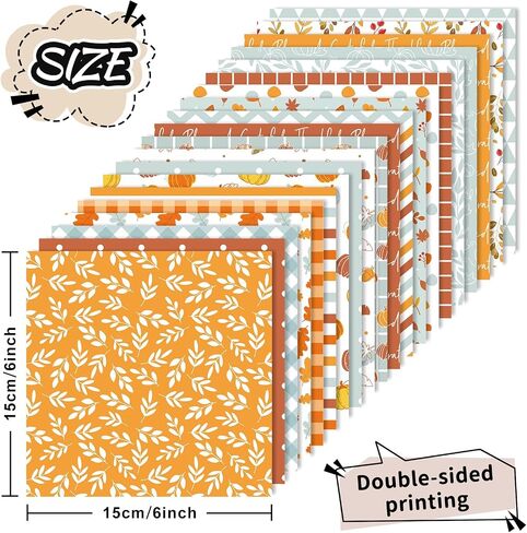 Whaline 40 Sheets Fall Pattern Paper Autumn Leaves Scrapbook Specialty Paper Double Sided Orange Blue Decorative Craft Paper For Thanksgiving DIY Card Making Photo Album Decor, 6 x 6 Inch in Saudi Arabia