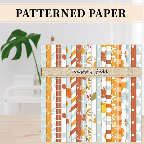 Whaline 40 Sheets Fall Pattern Paper Autumn Leaves Scrapbook Specialty Paper Double Sided Orange Blue Decorative Craft Paper For Thanksgiving DIY Card Making Photo Album Decor, 6 x 6 Inch in Saudi Arabia