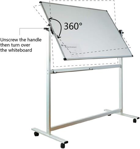 Lockways Reversible Magnetic Mobile Whiteboard, 48 x 36 Inch Double Sided Dry Erase Whiteboard, Anti-Scratch Aluminum Frame in Saudi Arabia