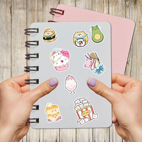 Pack 50 PCS Kawaii Stickers Animal Food Word Cute Vsco Vinyl Sticker Decals Waterproof Aesthetic for Wall Laptop Bike Car Bumper Helmet Water Bottle for Kids Girls in Saudi Arabia