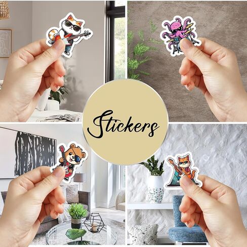 Pack 50 PCS Kawaii Stickers Animal Food Word Cute Vsco Vinyl Sticker Decals Waterproof Aesthetic for Wall Laptop Bike Car Bumper Helmet Water Bottle for Kids Girls in Kuwait