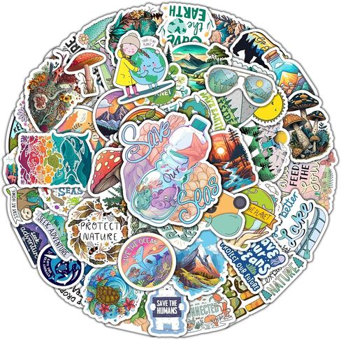 Pack 50 PCS Kawaii Stickers Animal Food Word Cute Vsco Vinyl Sticker Decals Waterproof Aesthetic for Wall Laptop Bike Car Bumper Helmet Water Bottle for Kids Girls in Saudi Arabia