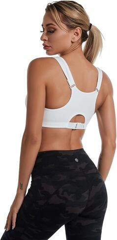 Womens 2 Pack High Impact Sports Bra - Zip Front - Wirefree and Removable Pads - Racerback Yoga Sports Tank Top in Saudi Arabia