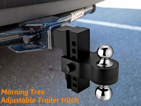 Adjustable Trailer Hitch- Drop Hitch/Tow Hitch with 2inch Receiver - 6" Drop/Rise with 2" and 2-5/16" Tow Balls-12500GTW with Double Anti-Theft Pins Locks, Black in Saudi Arabia