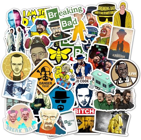 50 قطعة من ملصقات بضائع برنامج تلفزيوني Breaking Bad، مجموعة من الملصقات - ملصقات الفينيل المقتبسة المضحكة لأجهزة الكمبيوتر المحمول وزجاجات المياه والهاتف وأجهزة الكمبيوتر وخوذة الجيتار هدية للأطفال والمراهقين والبالغين (Breaking Bad) in Kuwait