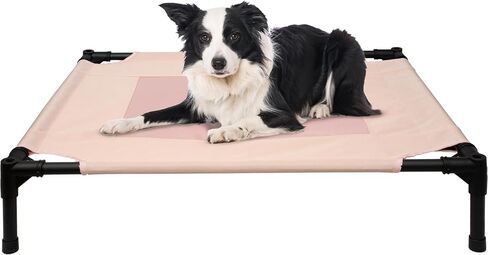 Small Elevated Dog Bed Outdoor Waterproof,Lifted Dog Cot Bed with Washable & Breathable Mesh,Raised Pet Hammock Bed with No-Slip Rubber Feet for Indoor & Outdoor Use,Pink,24 * 18 * 7 inches in Saudi Arabia
