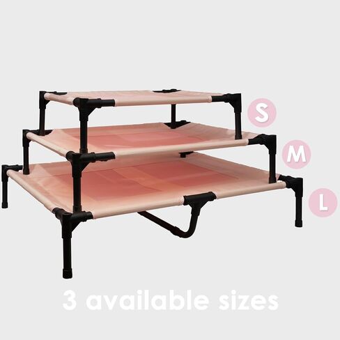 Small Elevated Dog Bed Outdoor Waterproof,Lifted Dog Cot Bed with Washable & Breathable Mesh,Raised Pet Hammock Bed with No-Slip Rubber Feet for Indoor & Outdoor Use,Pink,24 * 18 * 7 inches in Saudi Arabia