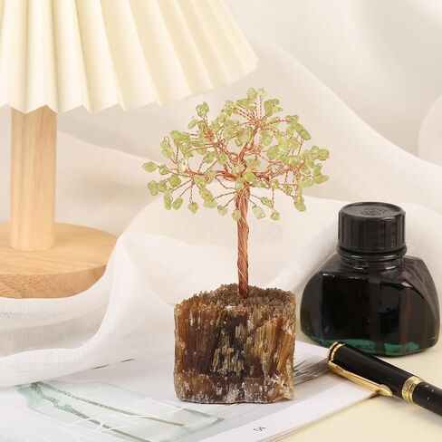 mookaitedecor Natural Citrine Crystal Tree on Amber Calcite Cluster Base Feng Shui Money Tree Ornament for Home Office Table Decor in Saudi Arabia