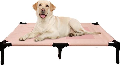 Small Elevated Dog Bed Outdoor Waterproof,Lifted Dog Cot Bed with Washable & Breathable Mesh,Raised Pet Hammock Bed with No-Slip Rubber Feet for Indoor & Outdoor Use,Pink,24 * 18 * 7 inches in Saudi Arabia