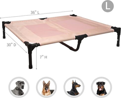 Small Elevated Dog Bed Outdoor Waterproof,Lifted Dog Cot Bed with Washable & Breathable Mesh,Raised Pet Hammock Bed with No-Slip Rubber Feet for Indoor & Outdoor Use,Pink,24 * 18 * 7 inches in Saudi Arabia