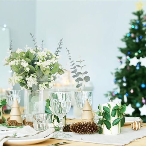 100 Pcs 4 Kinds Artificial Eucalyptus Stems, Mixed Faux Greenery Stems Fake Silver Dollar Eucalyptus Leaves Stems Bulk Babys Breath for DIY Bouquet Centerpieces in Saudi Arabia
