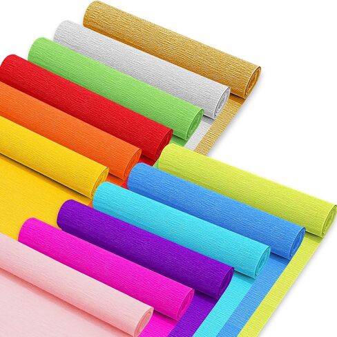 Whaline 14Pcs Crepe Paper Rolls 101.7Ft Rainbow Color Party Wide Streamers Assorted Colors Crepe Paper Roll Decorative Craft Streamer for DIY Gift Wrapping Paper Crafts Room Wall Decoration in Saudi Arabia