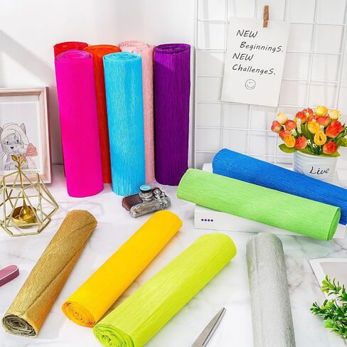 Whaline 14Pcs Crepe Paper Rolls 101.7Ft Rainbow Color Party Wide Streamers Assorted Colors Crepe Paper Roll Decorative Craft Streamer for DIY Gift Wrapping Paper Crafts Room Wall Decoration in Saudi Arabia