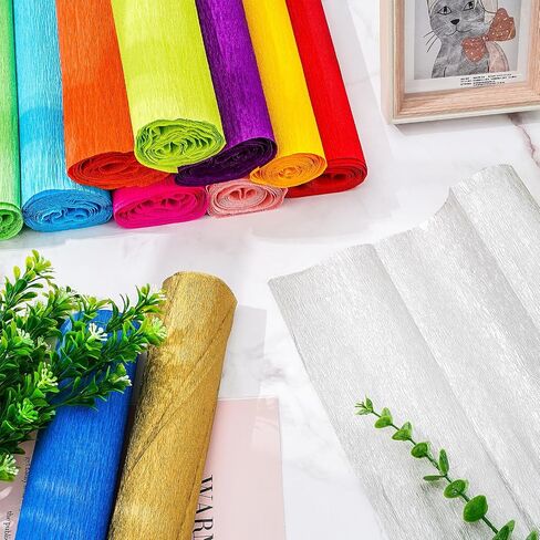 Whaline 14Pcs Crepe Paper Rolls 101.7Ft Rainbow Color Party Wide Streamers Assorted Colors Crepe Paper Roll Decorative Craft Streamer for DIY Gift Wrapping Paper Crafts Room Wall Decoration in Saudi Arabia