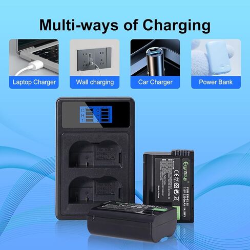 EN-EL15 2-Pack Batteries and Charger Set for Nikon Z6 z6ii Z7 z7ii Z8 D750 D850 D7000 D7500 D7100 D7200 D500 D600 D610 D800 D810 D850 Camera 2200mAh in Kuwait