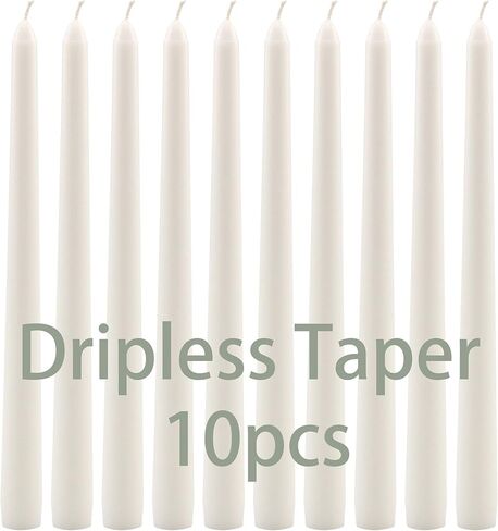 Stonebriar Tall 10" White Unscented Dripless 10 Count Taper Candles, 7 Hour Burn Time in Saudi Arabia