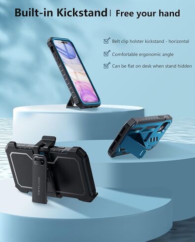 حافظة هاتف FNTCASE لهاتف iPhone 11: حافظة لهاتف iPhone XR مع مسند وغطاء واقٍ من الدرجة العسكرية مقاوم للصدمات - طبقة مزدوجة حماية كاملة متينة غير لامعة ومضادة للسقوط - 6.1 بوصة أسود in Kuwait