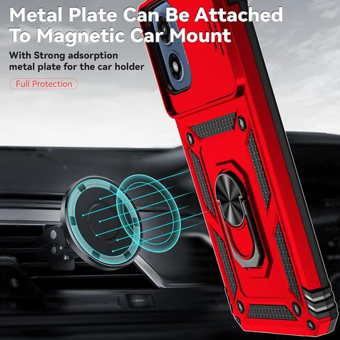 for Moto G 5G 2024 / Moto G Play 5G 2024 Case with Slide Camera Cover HD Screen Protector [Military Grade Drop Tested] Magnetic Ring Holder Kickstand Protective Phone Case for Moto G 5G 2024, Black in Saudi Arabia