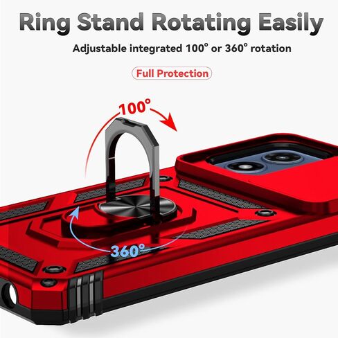 for Moto G 5G 2024 / Moto G Play 5G 2024 Case with Slide Camera Cover HD Screen Protector [Military Grade Drop Tested] Magnetic Ring Holder Kickstand Protective Phone Case for Moto G 5G 2024, Black in Saudi Arabia