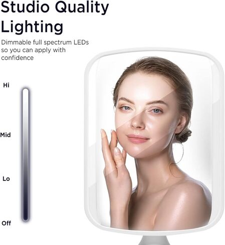 iHome 7" x 9" Reflect ll iCVBT3 Adjustable Vanity Mirror, Makeup Mirror with Bluetooth Audio, Hands-Free Speakerphone, LED Lighting, Siri & Google Support USB Charging, Flat Panel LED Lighting (White) in Saudi Arabia