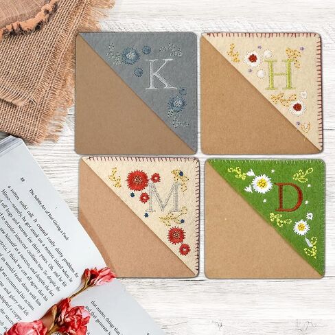 Embroidered Corner Bookmark - DIY Custom Bookmarks with 26 Letters Felt Triangle Design - Embroidered and Handcrafted for Your Reading Pleasure (Fall, Q) in Saudi Arabia