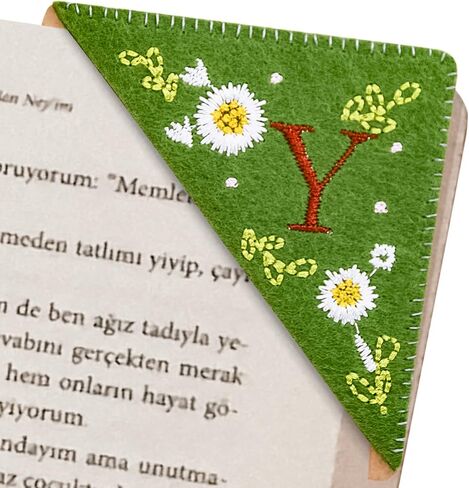 Embroidered Corner Bookmark - DIY Custom Bookmarks with 26 Letters Felt Triangle Design - Embroidered and Handcrafted for Your Reading Pleasure (Fall, Q) in Saudi Arabia