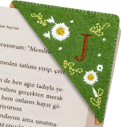 Embroidered Corner Bookmark - DIY Custom Bookmarks with 26 Letters Felt Triangle Design - Embroidered and Handcrafted for Your Reading Pleasure (Fall, Q) in Saudi Arabia