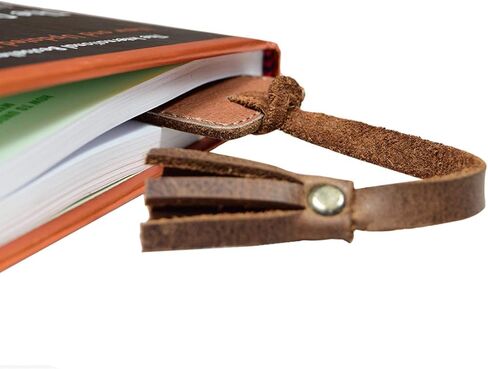 Hide & Drink, Bookmark w/Tassel, Pagemarker for Bookworms, Accessory for Readers, Writers, Classic Bookmark, Full Grain Leather, Handmade, Bourbon Brown in Kuwait