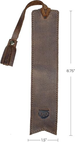 Hide & Drink, Bookmark w/Tassel, Pagemarker for Bookworms, Accessory for Readers, Writers, Classic Bookmark, Full Grain Leather, Handmade, Bourbon Brown in Kuwait