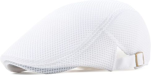Lanzom Men's Breathable Mesh Summer Hat Adjustable Newsboy Beret Ivy Cap Cabbie Flat Cap Gatsby Driving Hunting Hats in Saudi Arabia