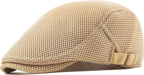 Lanzom Men's Breathable Mesh Summer Hat Adjustable Newsboy Beret Ivy Cap Cabbie Flat Cap Gatsby Driving Hunting Hats in Saudi Arabia
