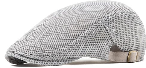 Lanzom Men's Breathable Mesh Summer Hat Adjustable Newsboy Beret Ivy Cap Cabbie Flat Cap Gatsby Driving Hunting Hats in Kuwait