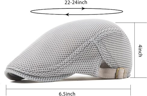 Lanzom Men's Breathable Mesh Summer Hat Adjustable Newsboy Beret Ivy Cap Cabbie Flat Cap Gatsby Driving Hunting Hats in Kuwait