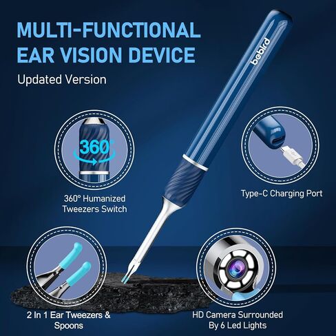 Ear Wax Removal Kit，3-in-1 Ear Wax Removal Tool with Camera, Ear Pick & Tweezers Mode, 1000W Ear Scope for Precision Earwax Removal，12 Ear Scoop Ear Tips Replacement Base Storage （N5pro） in Saudi Arabia