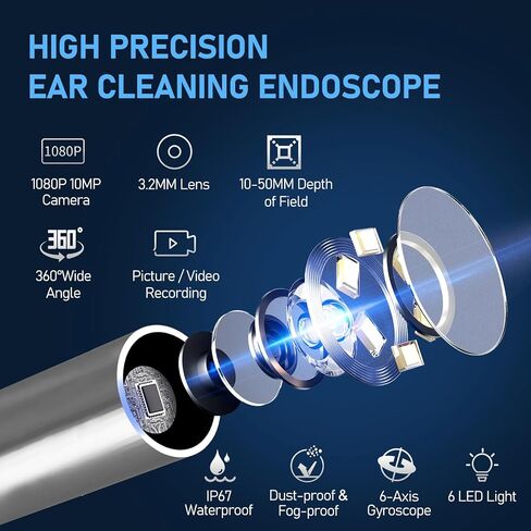 Ear Wax Removal Kit，3-in-1 Ear Wax Removal Tool with Camera, Ear Pick & Tweezers Mode, 1000W Ear Scope for Precision Earwax Removal，12 Ear Scoop Ear Tips Replacement Base Storage （N5pro） in Saudi Arabia