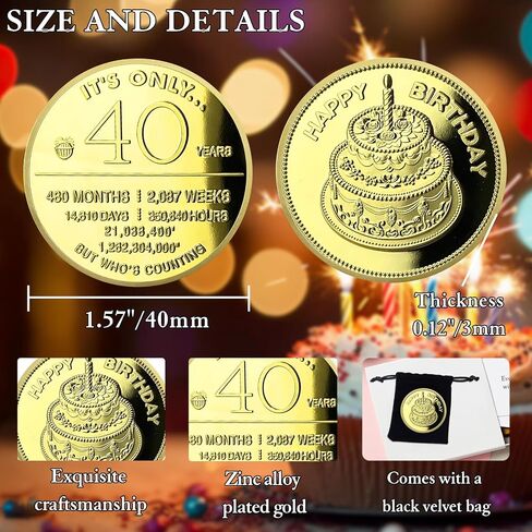 CHURYUML 40th Birthday Gifts for Women or Men Happy 40th Birthday Coin Unique 40 Year Old Gift Ideas Lucky Commemorative Coins for Mom Dad Friends Sisters Brothers in Saudi Arabia