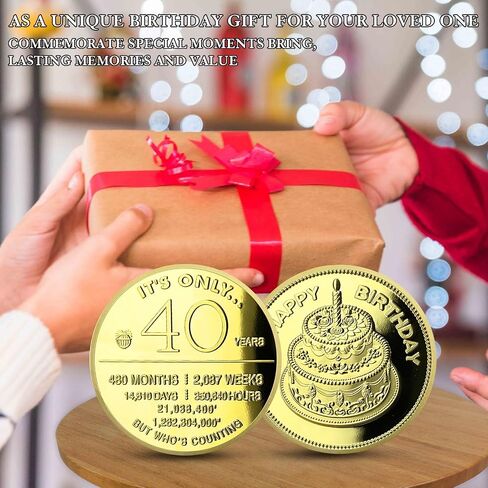 CHURYUML 40th Birthday Gifts for Women or Men Happy 40th Birthday Coin Unique 40 Year Old Gift Ideas Lucky Commemorative Coins for Mom Dad Friends Sisters Brothers in Saudi Arabia