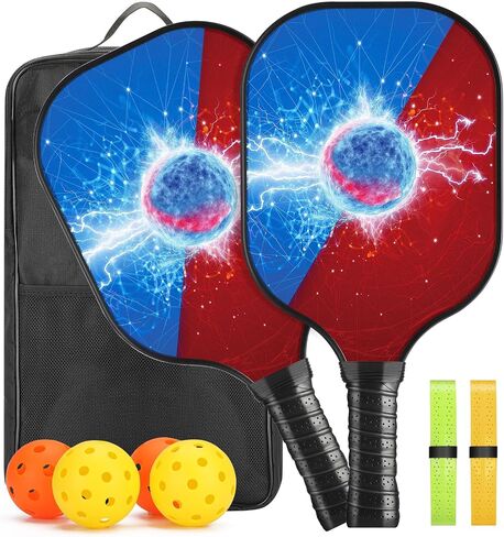 KTRIO Pickleball Paddles Set of 2, Lightweight Pickleball Rackets, USAPA Approved Fiberglass Pickleball Paddles with Anti-Slip Sweat-Absorbing Grip, 4 Pickleballs, Carrying Bag for Beginners in Saudi Arabia