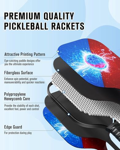 KTRIO Pickleball Paddles Set of 2, Lightweight Pickleball Rackets, USAPA Approved Fiberglass Pickleball Paddles with Anti-Slip Sweat-Absorbing Grip, 4 Pickleballs, Carrying Bag for Beginners in Saudi Arabia