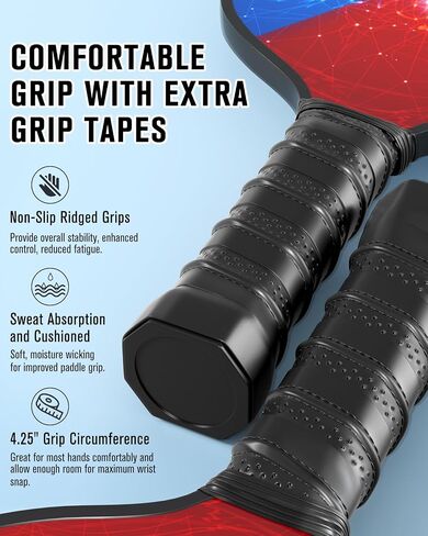 KTRIO Pickleball Paddles Set of 2, Lightweight Pickleball Rackets, USAPA Approved Fiberglass Pickleball Paddles with Anti-Slip Sweat-Absorbing Grip, 4 Pickleballs, Carrying Bag for Beginners in Saudi Arabia