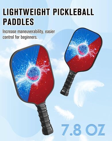 KTRIO Pickleball Paddles Set of 2, Lightweight Pickleball Rackets, USAPA Approved Fiberglass Pickleball Paddles with Anti-Slip Sweat-Absorbing Grip, 4 Pickleballs, Carrying Bag for Beginners in Saudi Arabia