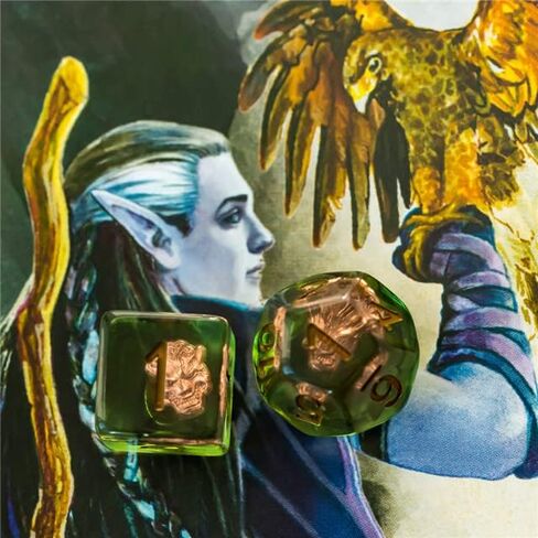 مجموعة نرد 3DEGOS Forest of Druid DND لهدايا الزنزانات والتنينات، D&D، D وD، Pathfinder، الملحقات، D20، متعدد السطوح، نرد الراتنج، معدن، صينية النرد، برج، حقيبة، صندوق in Kuwait