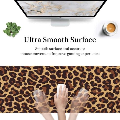 Leopard Print Gaming Mouse Pad Non Slip XL Large Mousepad Stitched Edge Rubber Base Desk Mat for Laptop PC Computer in Saudi Arabia