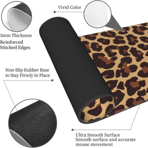 Leopard Print Gaming Mouse Pad Non Slip XL Large Mousepad Stitched Edge Rubber Base Desk Mat for Laptop PC Computer in Saudi Arabia