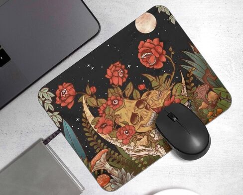 OFlich Gothic Skull Death Moth on Blue Mandala Mousepad 9.5×7.9 Inch Non-Slip Rubber Base Square Mouse Pads for Computers Laptop Office Home Dorm Desk Decor in Saudi Arabia