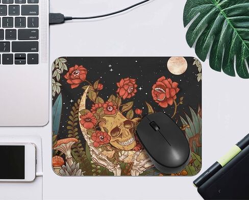 OFlich Gothic Skull Death Moth on Blue Mandala Mousepad 9.5×7.9 Inch Non-Slip Rubber Base Square Mouse Pads for Computers Laptop Office Home Dorm Desk Decor in Saudi Arabia