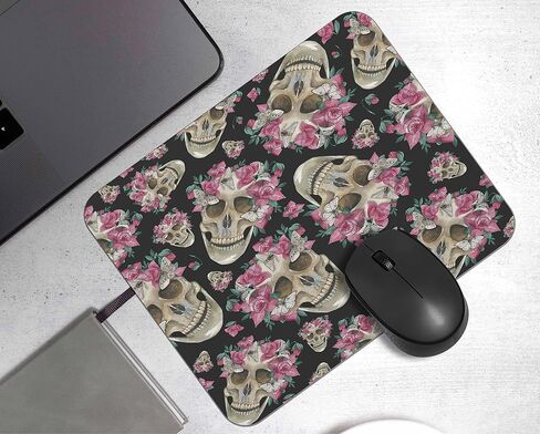 OFlich Gothic Skull Death Moth on Blue Mandala Mousepad 9.5×7.9 Inch Non-Slip Rubber Base Square Mouse Pads for Computers Laptop Office Home Dorm Desk Decor in Saudi Arabia